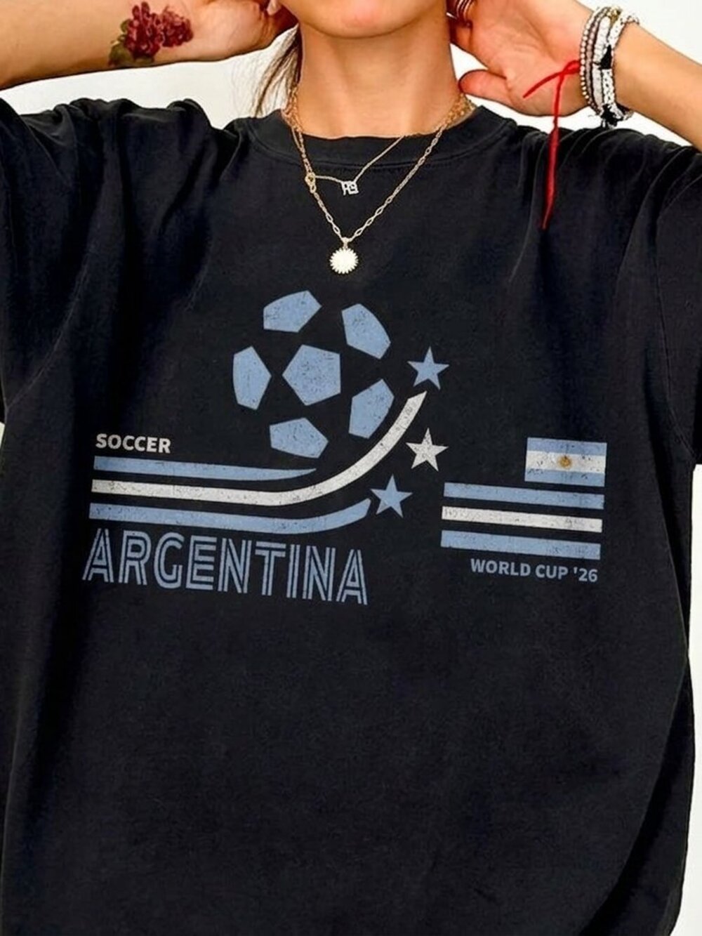 Vintage Argentina Soccer Tee, Retro Football Fan Graphic Shirt